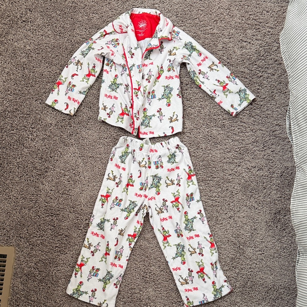Children's White and Red Holiday Character Pajama Set